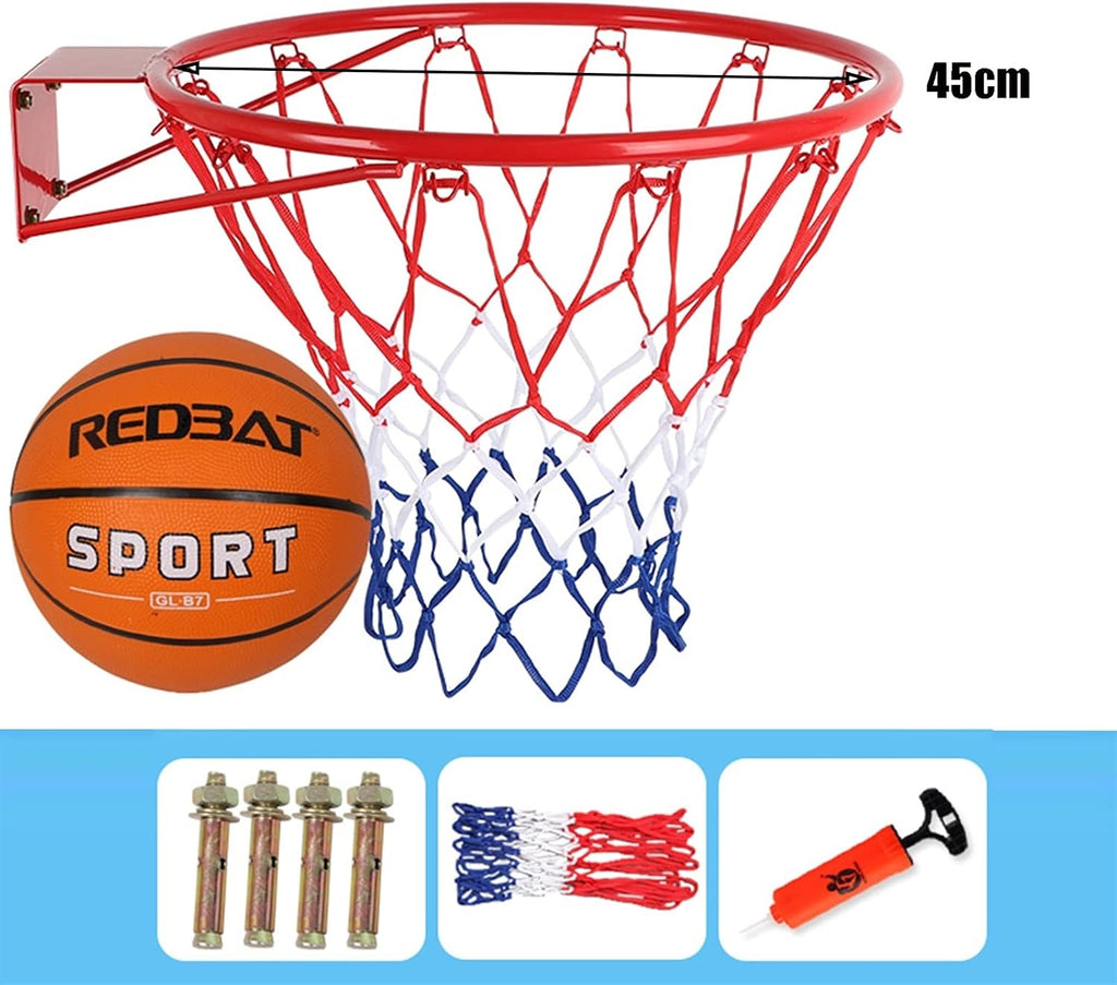 Basketball Rim Wall-Mounted Basketball Hoop for Children, Mini Steel Basketball Board for Children and Adolescents, Diameter 45cm