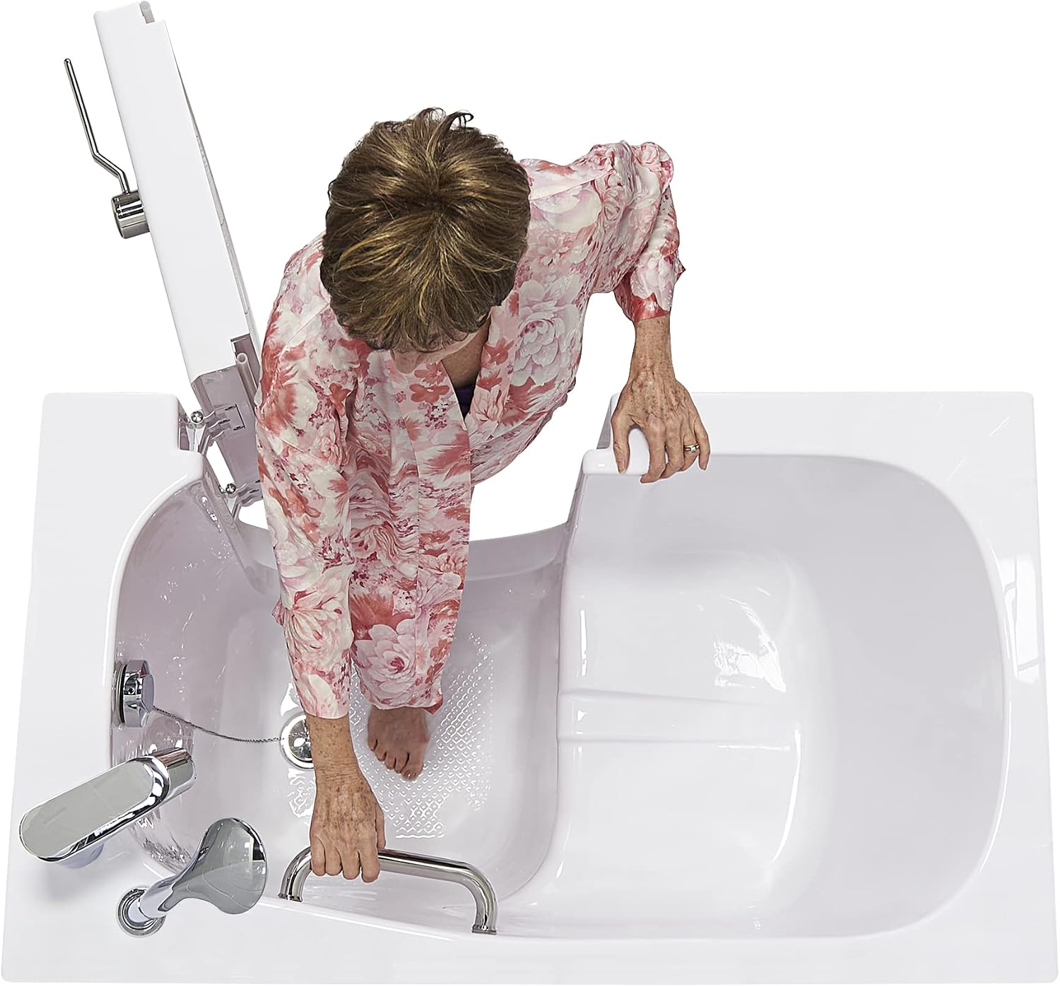 Ella Mobile 26'x45 Acrylic Soaking Walk-In-Bathtub, Right Outward Swing Door, Heated Seat, 2 Piece Fast Fill Faucet, 2' Drain