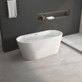 59' Acrylic Freestanding Bathtub-Acrylic Soaking Tubs, White Bathtub, Oval Shape Black Freestanding Bathtub with Chrome Overflow and Pop Up Drain