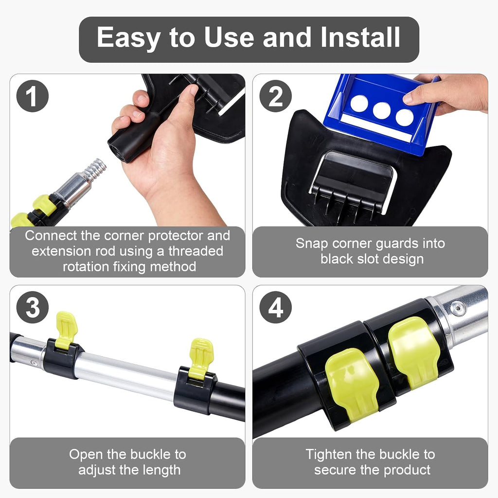 Extension Handle for Edge Protector Adjustable Extension Handle Cargo Load Corner Protector Pole V Edge Guards Handle, 4Pack