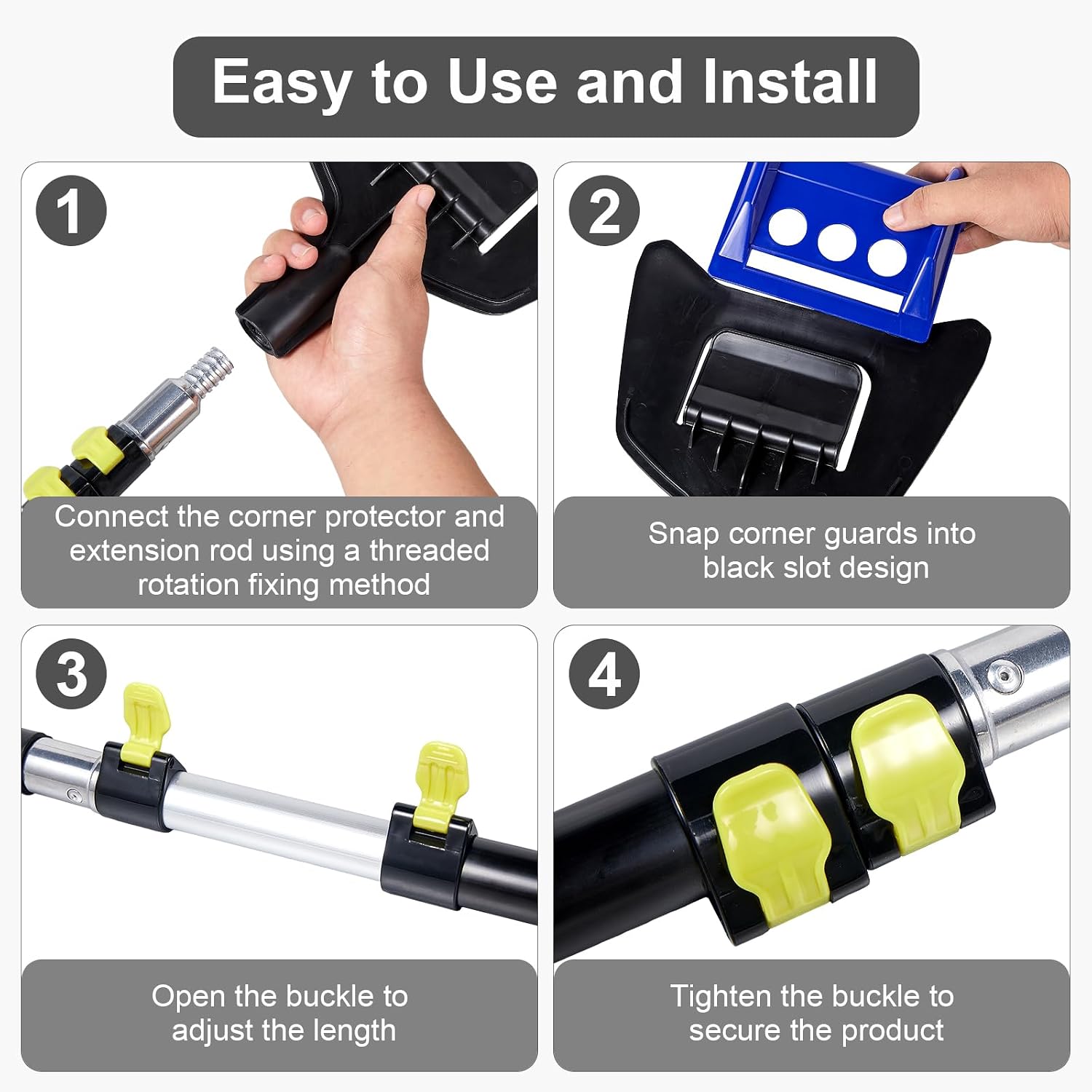 Extension Handle for Edge Protector Adjustable Extension Handle Cargo Load Corner Protector Pole V Edge Guards Handle, 4Pack