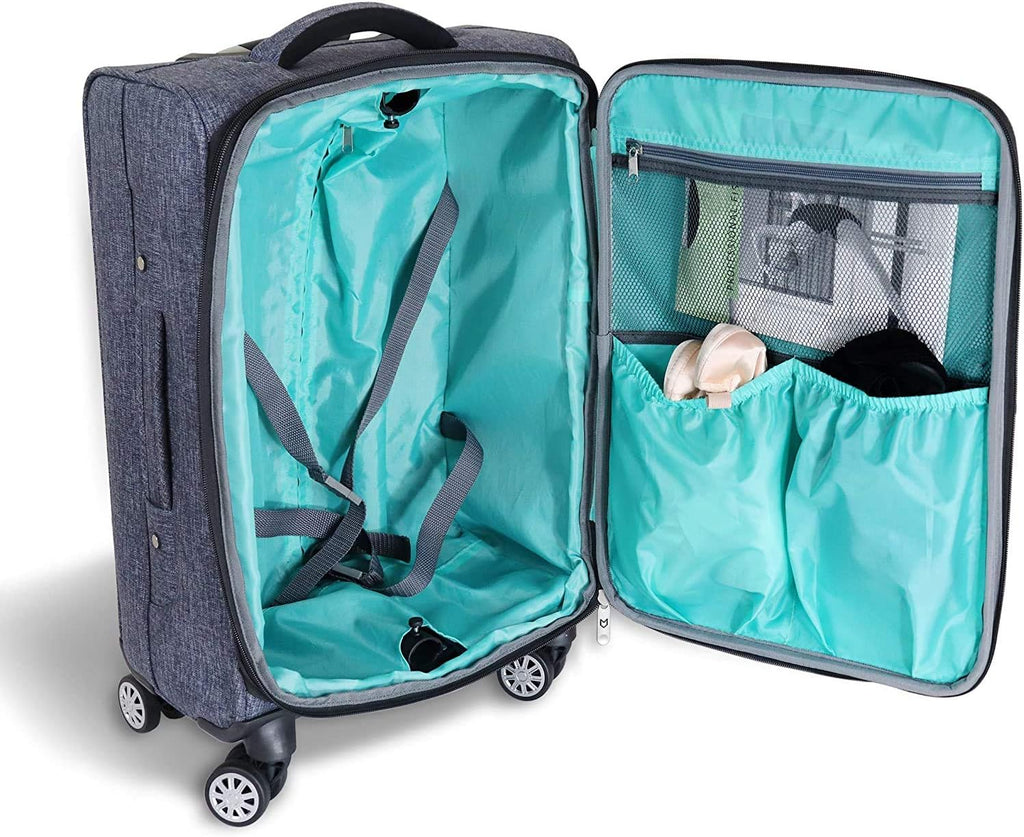 Mavii Dance Bag with Garment Rack, 22 Inch Carry-on Upright Luggage with Spinner Wheels, Ideal for Competitions & Travel, Easy-assembly Lightweight Aluminum Rack, Heathered Gray