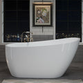 Acrylic Soaking Tub with Pop-up Drain & Integrated Overflow, Freestanding Bathtub with Double-Wall Insulation, Stand Alone Tub, Ergonomic, Easy Install (59')
