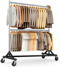 HOKEEPER Clothes Rack, Z Rack Heavy Duty Clothing Rack Commercial Garment Rack for Hanging Clothes with Wheels Hold 610 LBS Rolling Portable Z Rack for Bedroom, Laundry 23' D x 63' W x 86' H