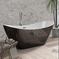 IDEALHOUSE 59' Acrylic Freestanding Bathtub Contemporary, Soaking Tub, CUPC Certified Stand Alone Tub with Non-Slip Base, Chrome Drain & Overflow, for Home Spa Relaxation(Black-Sky)