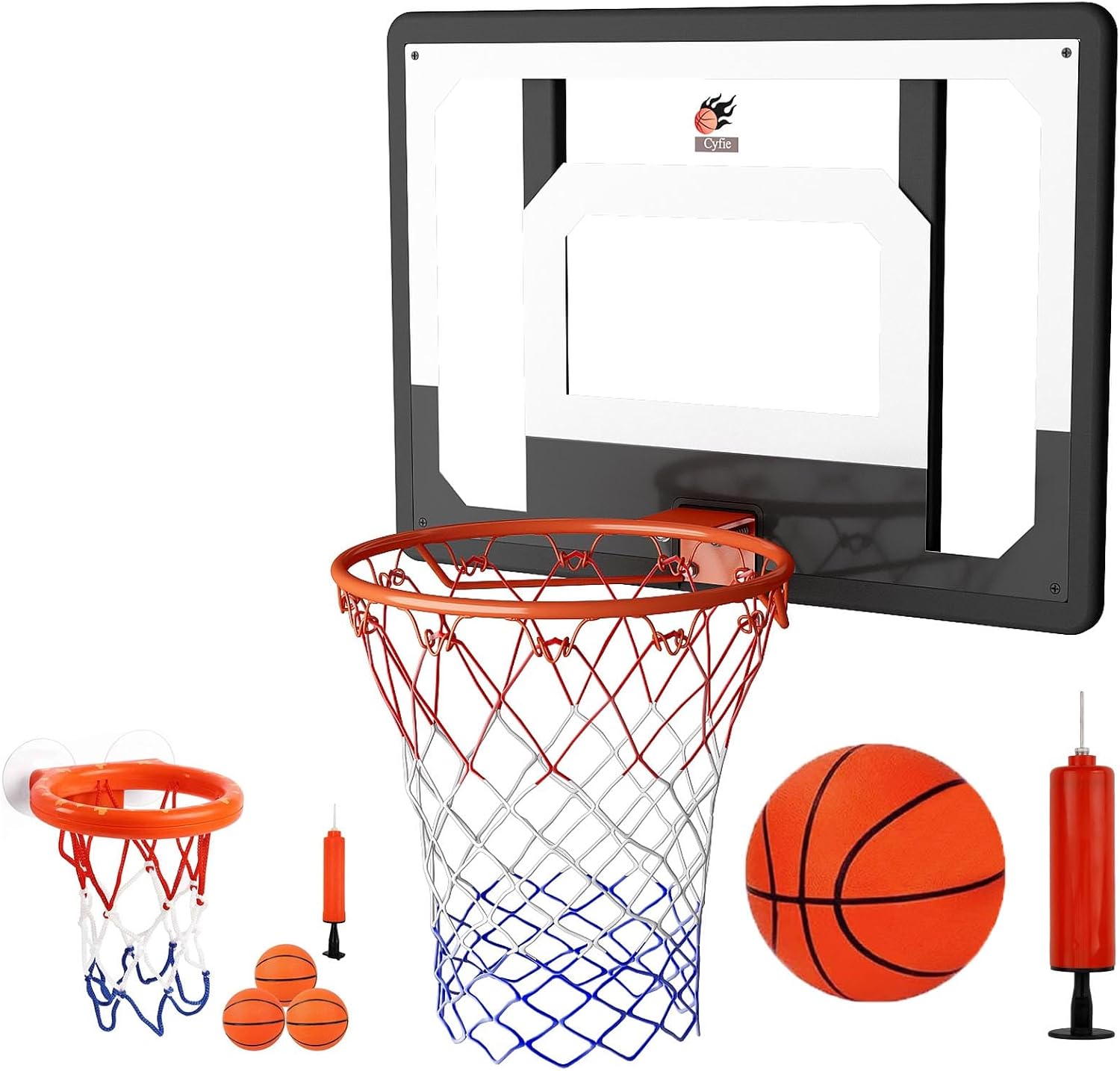 CYFIE 32'x23' Large Basketball Hoop and 5' Mini Basketball Hoop Toy for Kids