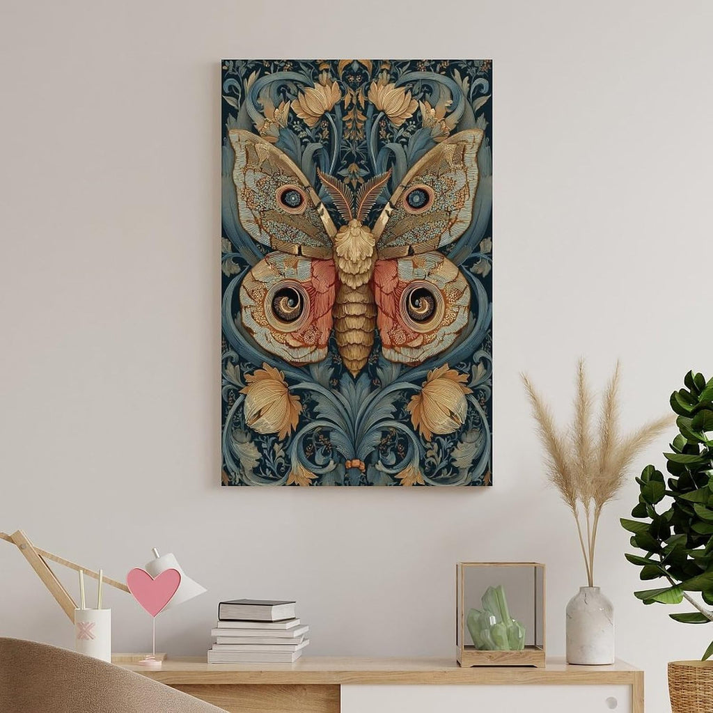 Exquisite Moth Art Nouveau Tapestry Textile Wall Hanging Wall Art Picture Painting Poster Canvas Print Posters Artworks Bedroom Living Room Decor 24x36inch(60x90cm)