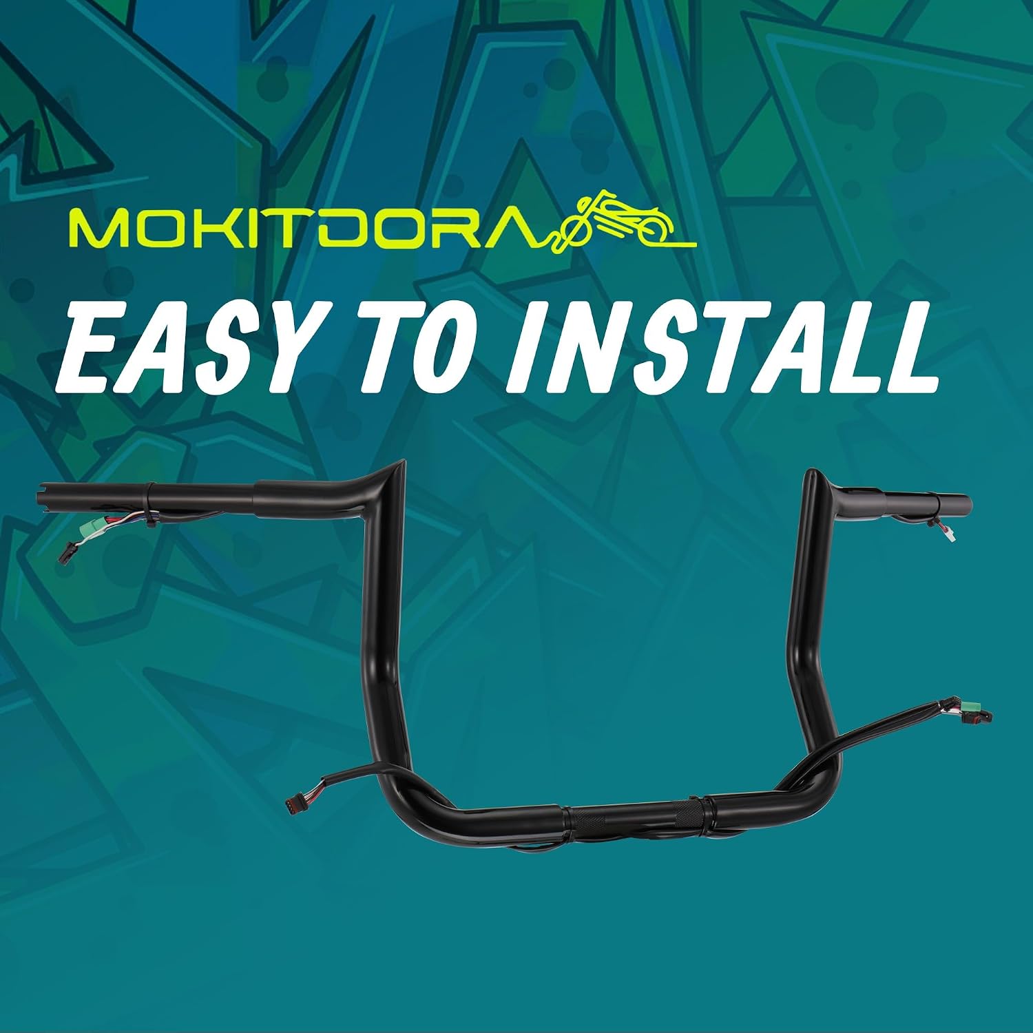 MoKitDora Street Electra Glide Prewired Handlebar 10' Rise 1.25' Fat 1' Clamp Meathook Ape Hanger Monkey Bagger Bar for Harley 2014-2015 FLHT FLHX Ultra Limited Classic, Black