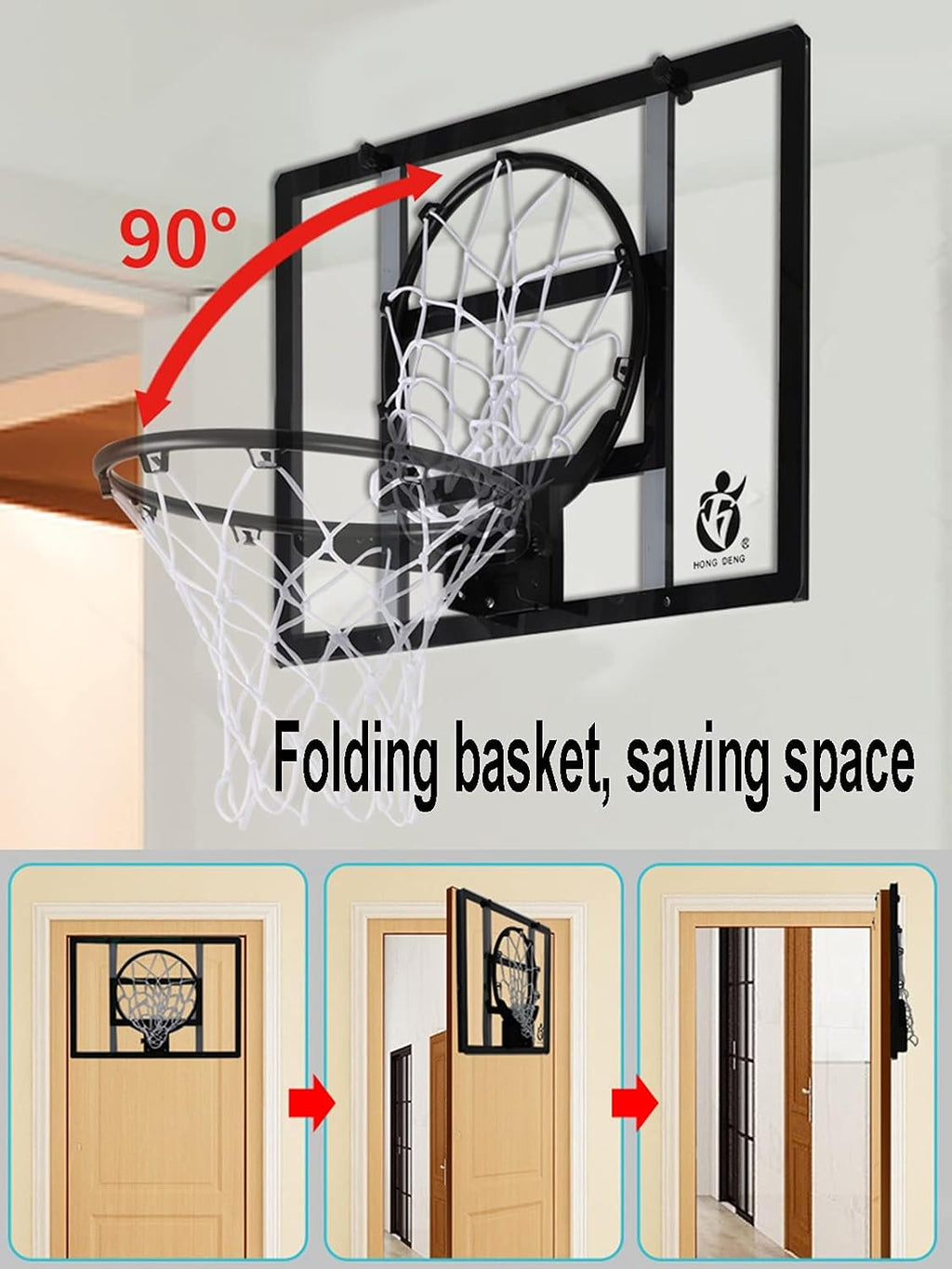 Wall-Mounted Mini Basketball Hoop, Foldable Adult and Child Backboard Training Basketball Stand, 80x57cm