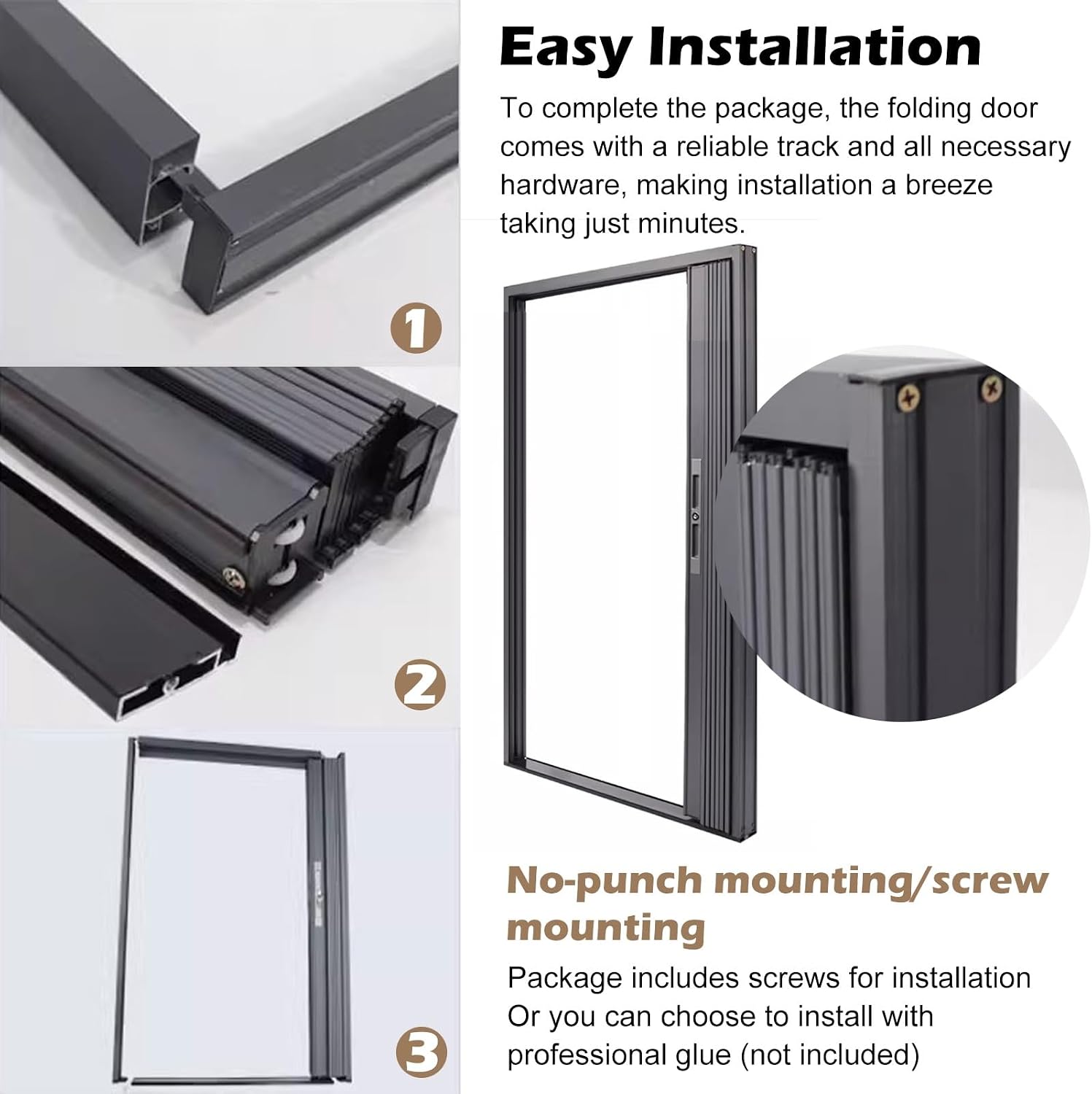No Drill Retractable Sliding Screen Door 80 in High, Pet Proof Folding Doors Interior Room Divider, Breathable Screen Mesh Doors with Aluminum Frame(75x80in(190.5x203.2cm))