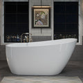 Acrylic Soaking Tub with Pop-up Drain & Integrated Overflow, Freestanding Bathtub with Double-Wall Insulation, Stand Alone Tub, Ergonomic, Easy Install (63')