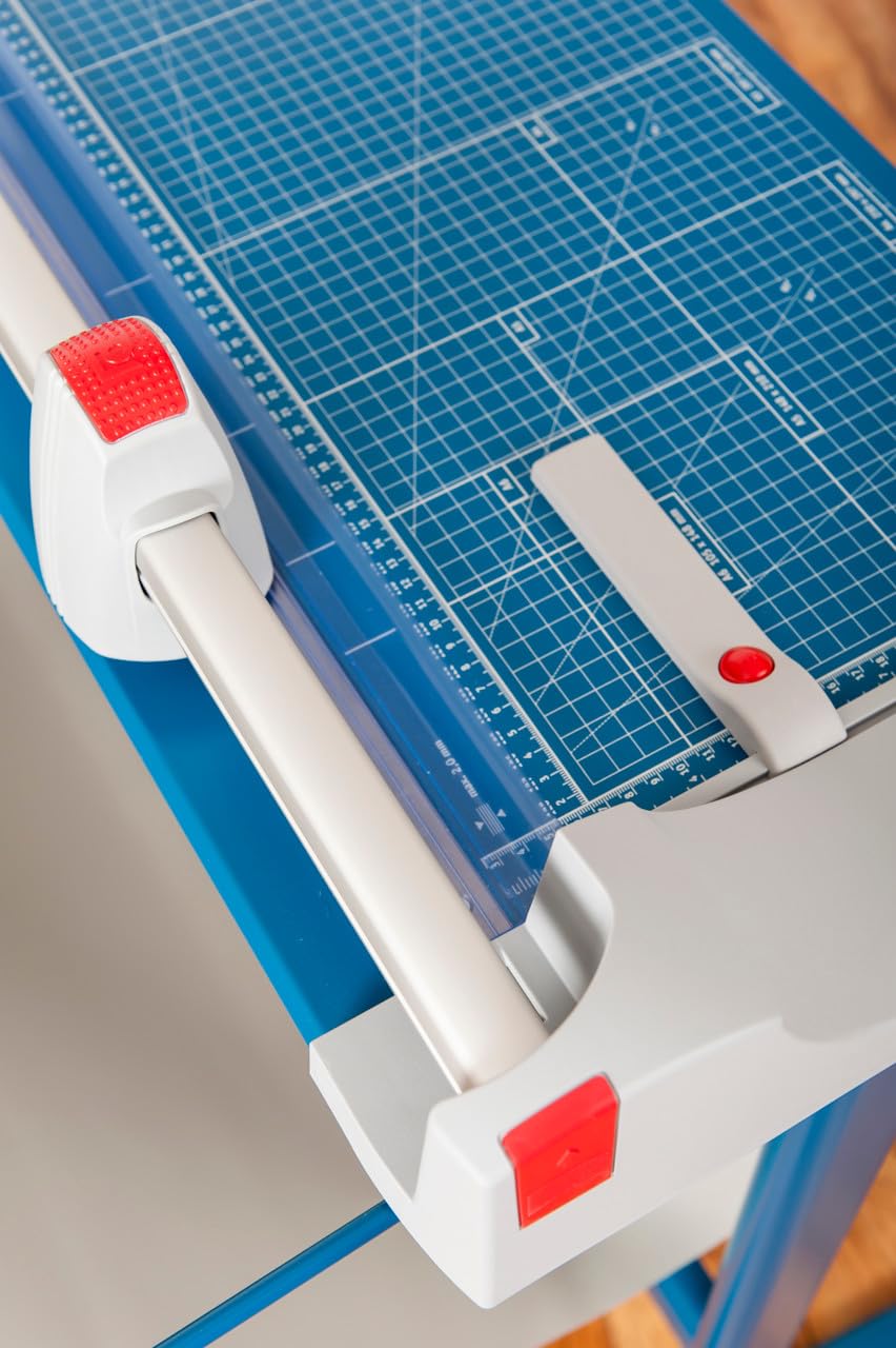 Dahle 472s Premium Rotary Trimmer w/Stand, 72' Cut Length, 12 Sheet Capacity, Self-Sharpening, Automatic Clamp, German Engineered Paper Cutter