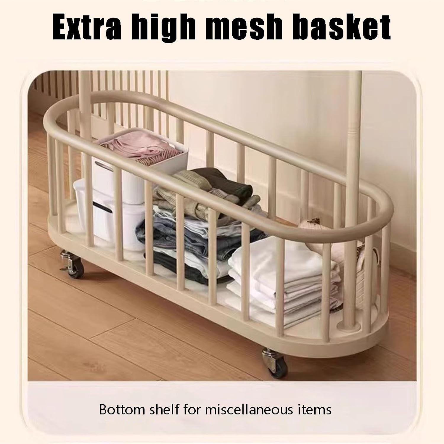 Cat Styling Clothing Rack, Coat Rack with Wheels Rolling Clothes Rack with Storage Basket Coat Rack Stand Modern Garment Rack for Bedroom Boutiques Heavy Duty Coat Hanger Rack