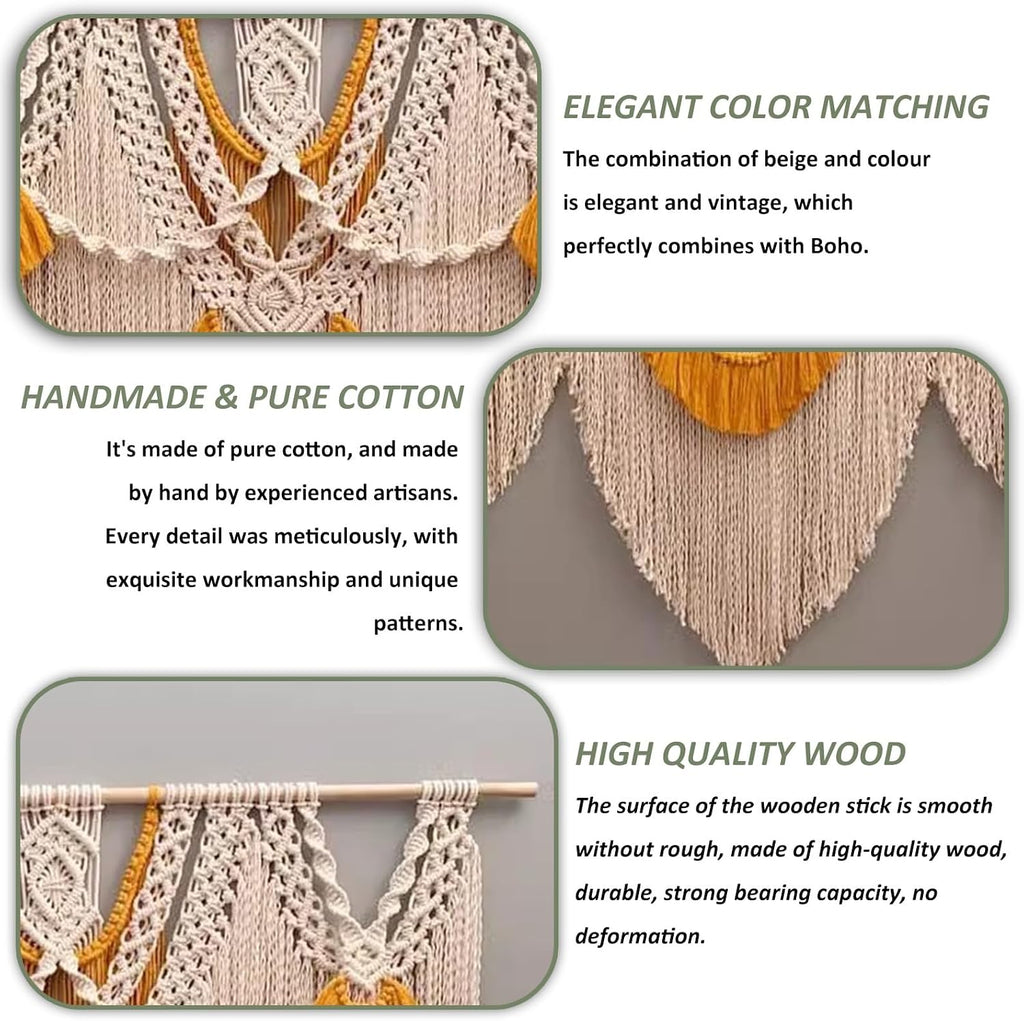 Macrame Wall Hanging Large Macrame Wall Hanging, Hand Woven Wall Tapestry Macrame Wall Decor, for Bedroom Living Room Office Studies(Off White,55.11inx43.3in)