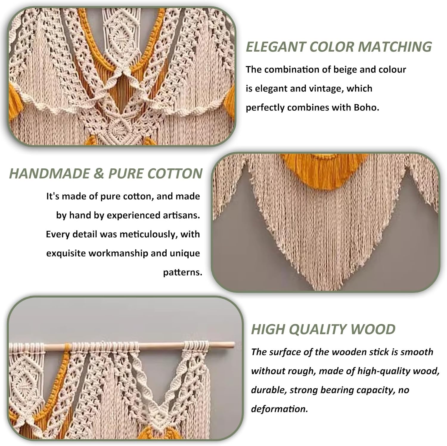 Macrame Wall Hanging Large Macrame Wall Hanging, Hand Woven Wall Tapestry Macrame Wall Decor, for Bedroom Living Room Office Studies(Off White,51.18inx43.3in)
