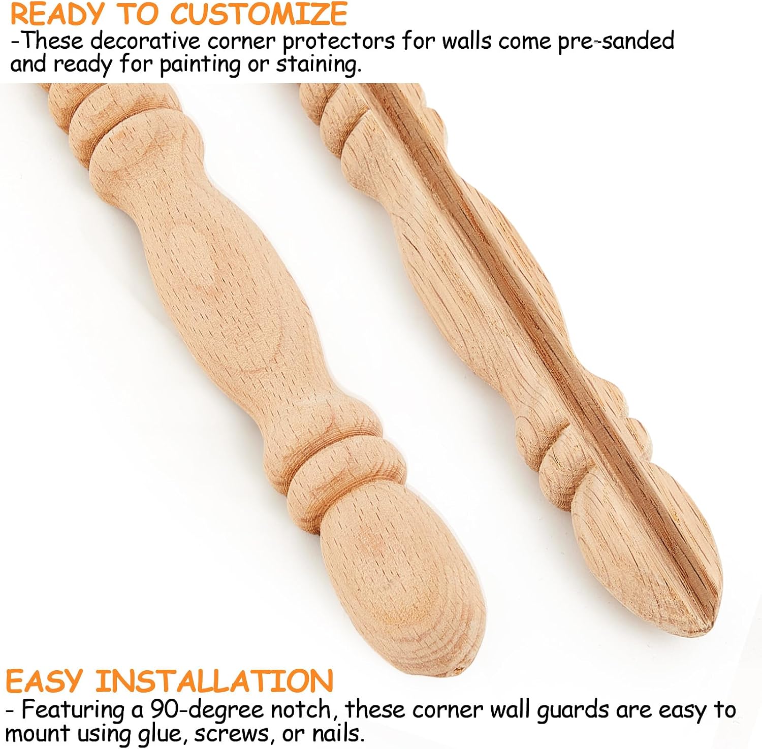 DoubleFill 5 Pack Red Oak Corner Guards for Wall Decorative Wall Corner Protector 39-1/2'' x 1'' Solid Wood Edges Protect Trim for Pets Renovation, Easy Installation