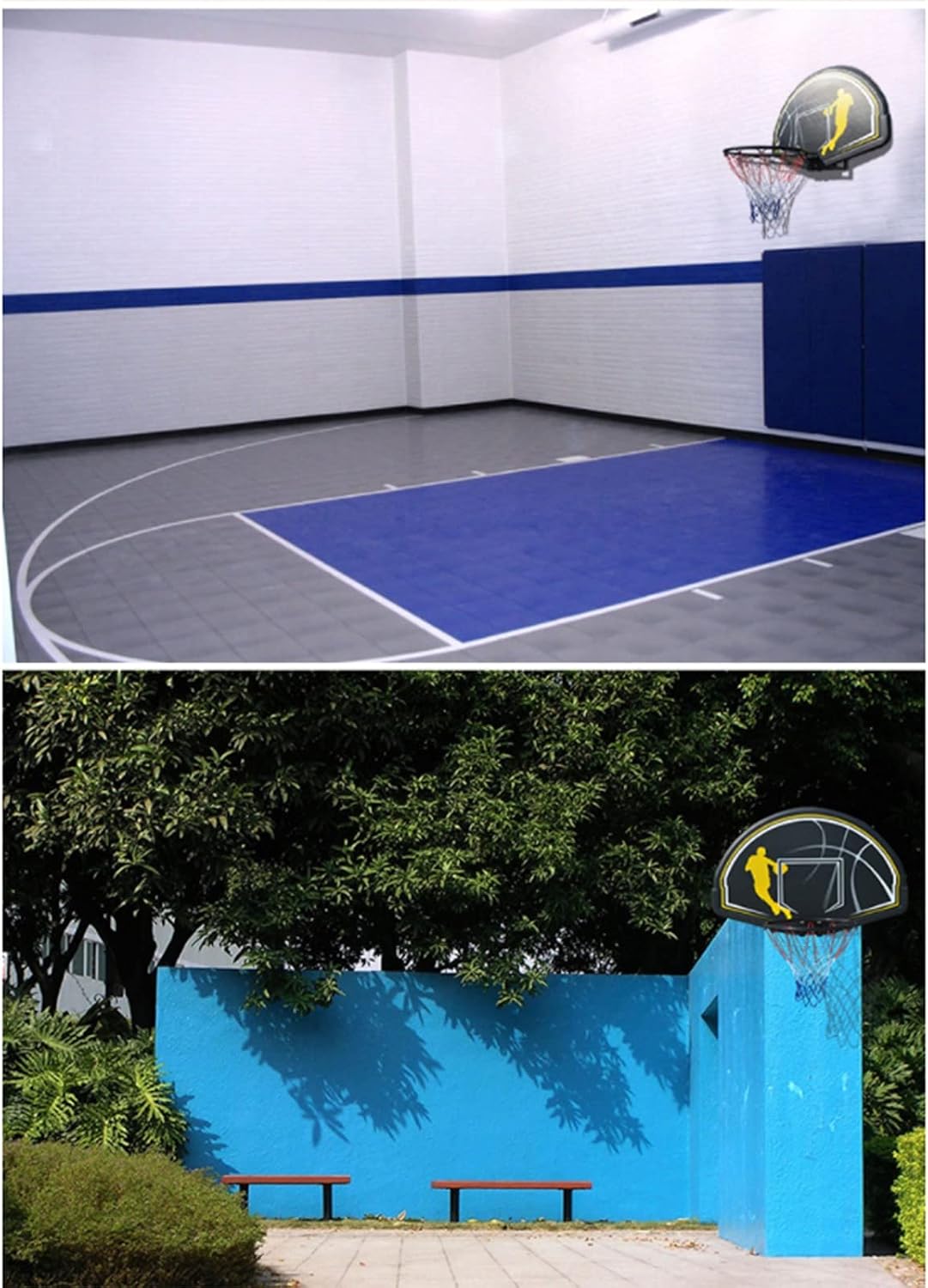 Basketball Rim 原文 Wall-Mounted Mini Basketball Hoop. Indoor and Outdoor Basketball Hoops for Adults and Children, Solid Iron Ring, Save Space 112x72cm