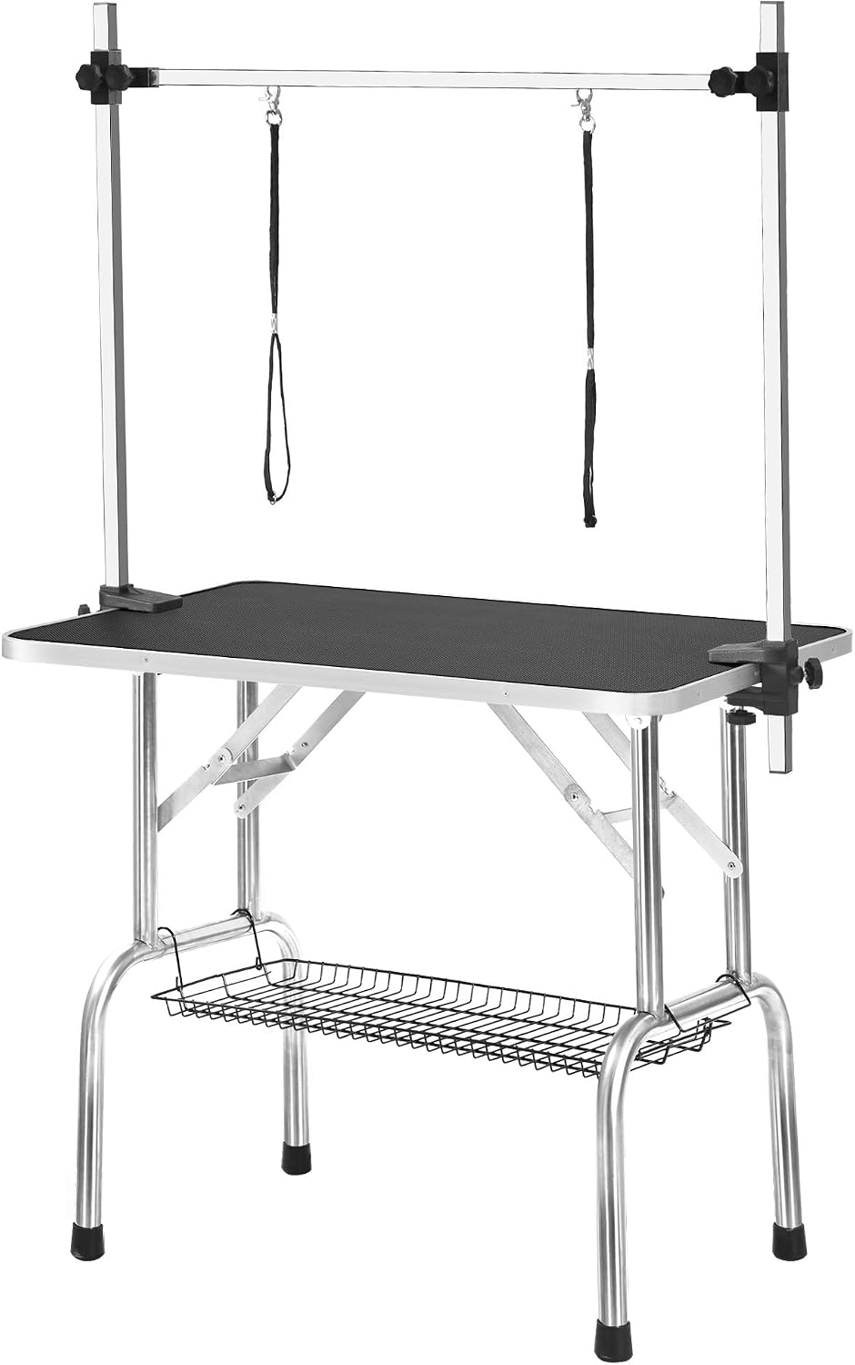 New Large Pet Grooming Table for Dog Cat with Adjustable Arm and Clamps Heavy Duty Portable dog grooming table w/Arm & Noose & Mesh Tray (46INCH, BLACK)
