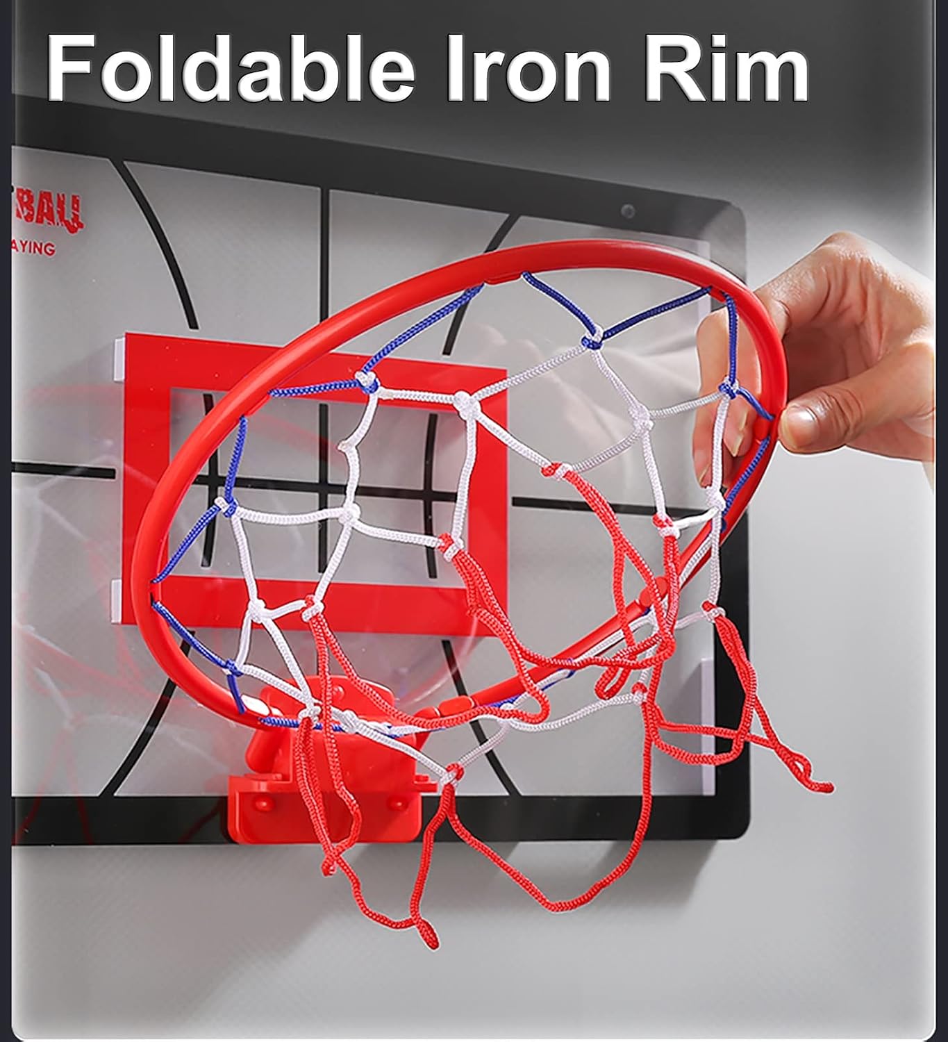 Basketball Hoop Portable Basketball Hoop Outdoor with Transparent Backboard, Mini Wall-Mounted Foldable Basketball Goal, Game Use
