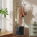 Rolling Garment Rack with Round Storage Basket Freestanding Mobile Clothes Racks Coat Organizer Hanging Racks for Home Heavy Duty(Black)