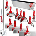 LEVEL5 Deluxe Drywall Hand Tool Set | Taping Knives, Joint Knives, Bucket Scoop, Mud Pan, Mixer, Jab Saw | Stainless Steel Blades, Soft Grip Handles | Sheetrock Gyprock Plasterboard | 5-609