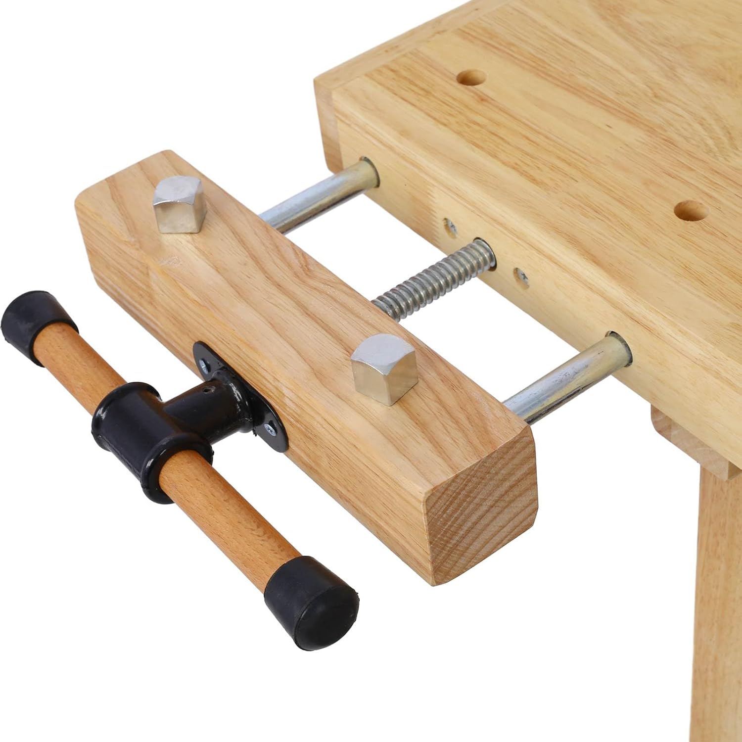 55-Inch Wood Workbench - Wooden Workbench for Garage Workshop and Home Throat for Enhanced Workshop Experience, Versatile & Spacious with Bar Clamps Set 2 pcs 12 inch x 3inch+ 2pcs 24inchx4-3/4 4PCS