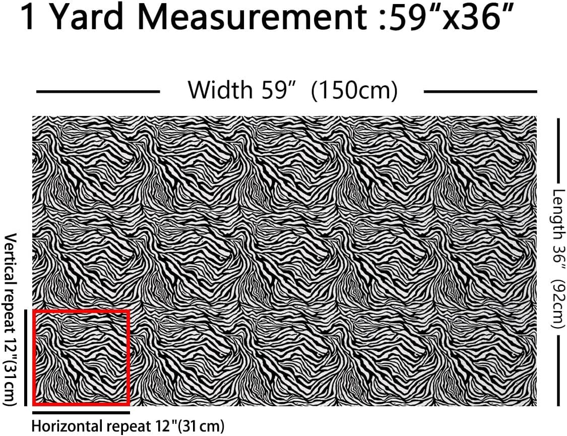 Black White Geometric Striped Fabric by The Yard Africa Wildlife Animal Skin Home DIY Fabric by The Yard Zebra Fur Print Soft Flannel Polyester No Stretch Fabric Quilting Sewing,10 Yard