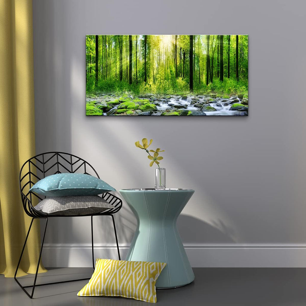 Canvas Wall Art for Bedroom Green Trees Landscape Sunshine Over Forest Photograph Printed Living Room Wall Decoration Large Mural Wall Art Print Artwork Natural Outdoor Pictures Size:30x58inch