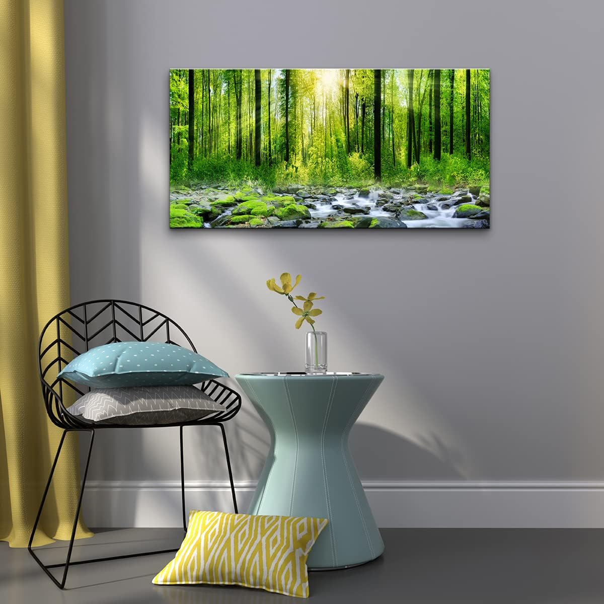 Canvas Wall Art for Bedroom Green Trees Landscape Sunshine Over Forest Photograph Printed Living Room Wall Decoration Large Mural Wall Art Print Artwork Natural Outdoor Pictures Size:30x58inch