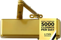 LYNN HARDWARE Extra Heavy Duty Automatic Door Closer (Brass/Gold) - Commercial Grade, Contractors Choice, Adjustable Speed, Delayed Closing Timer, 3 Mounting Options, 3 Hour Fire Rated (DC9016 Model)