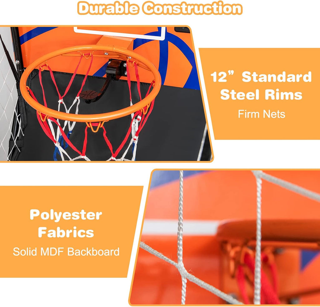 Giantex Foldable Electronic Arcade Basketball Game, with Electronic Scorer, Buzzer, 3 Basketballs, Pump, Indoor Single Shot Basketball Game for Adults, Kids