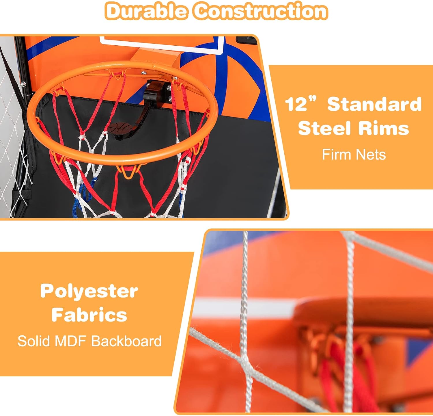 Giantex Foldable Electronic Arcade Basketball Game, with Electronic Scorer, Buzzer, 3 Basketballs, Pump, Indoor Single Shot Basketball Game for Adults, Kids