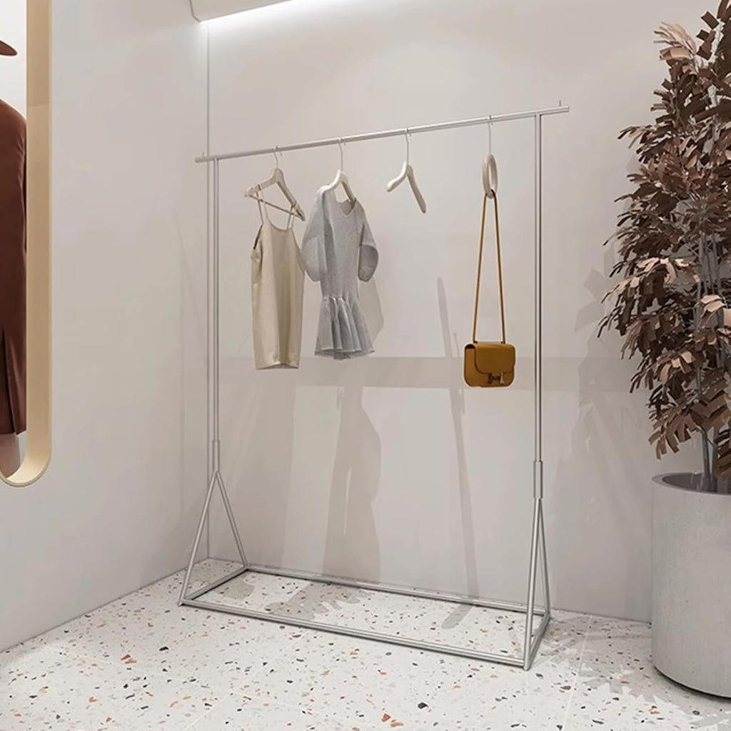 Garment Rack Heavy Duty Clothing Rack For Hanging Clothes, Load 300 LBS, Modern Commercial Clothes Rail For Boutique Retail, Stainless Steel Single Rod Coat Rack For Bedroom, Silve(Size:120X40X160CM)