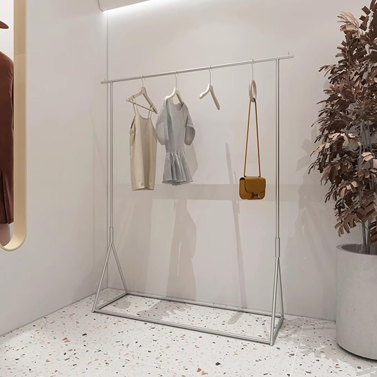 Garment Rack Heavy Duty Clothing Rack For Hanging Clothes, Load 300 LBS, Modern Commercial Clothes Rail For Boutique Retail, Stainless Steel Single Rod Coat Rack For Bedroom, Silve(Size:150X40X160CM)