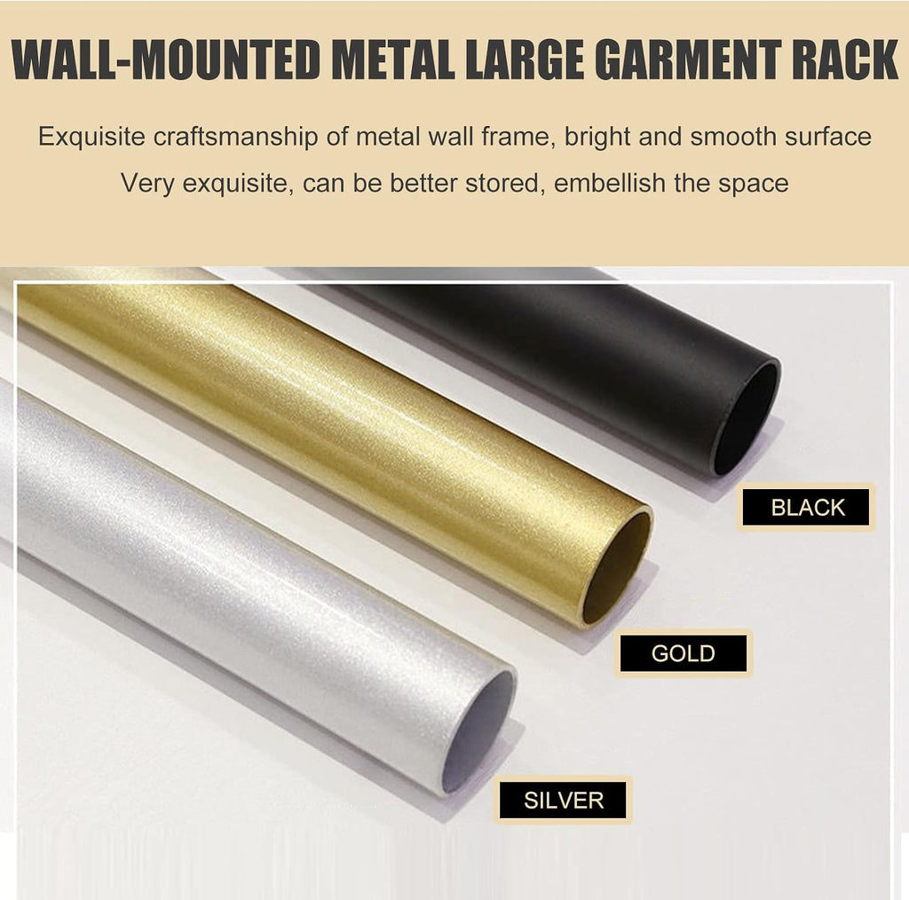 Wall Mounted Garment Rack,Hanging Garment Rack,Large Volume Metal Clothing Store Display Rack,Home Retail Boutique Clothing Display Systems, (D-200Cm