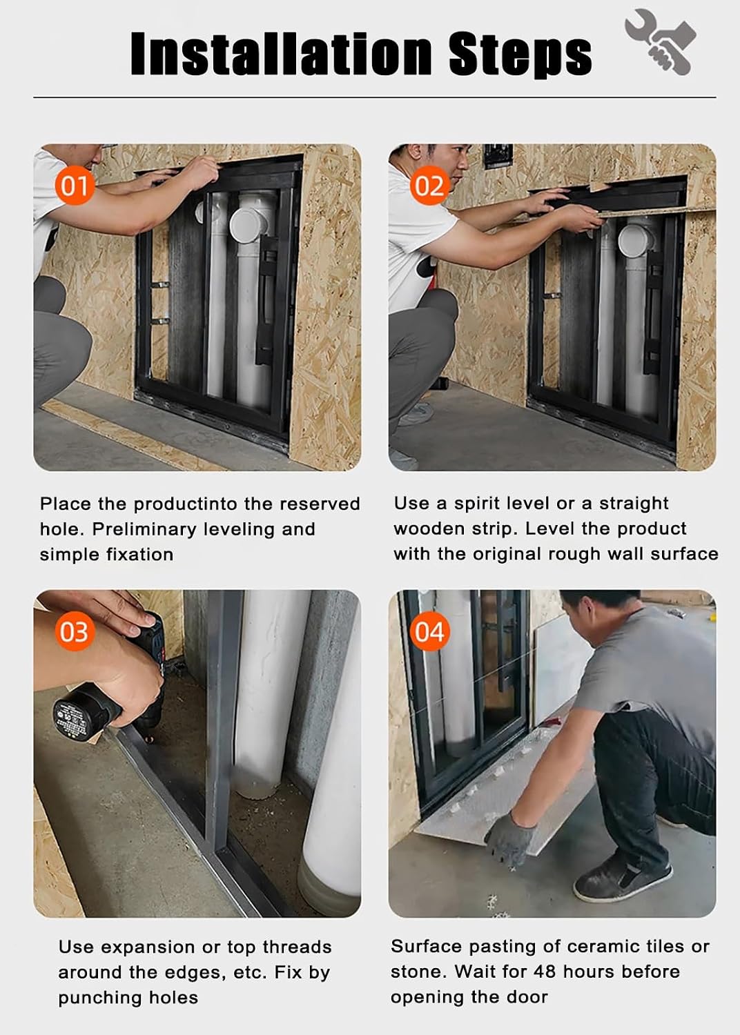 Heavy-Duty Galvanised Steel Access Door, Customisable Concealed Service Gate for Bathroom Tiles, for Hiding Pipes, Cables, and Fire Hydrants(6x6in/160x160mm)
