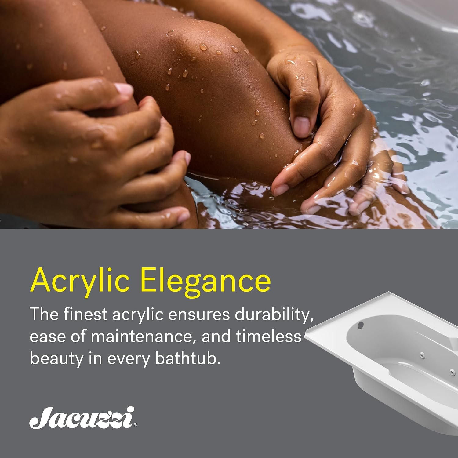 Jacuzzi SIGNATURE Acrylic Drop-In Bathtub, Heated Jet Massage Tub, Slip Resistant, Left Drain Placement, 60' (L) x 36' (W), Rectangle, Oyster