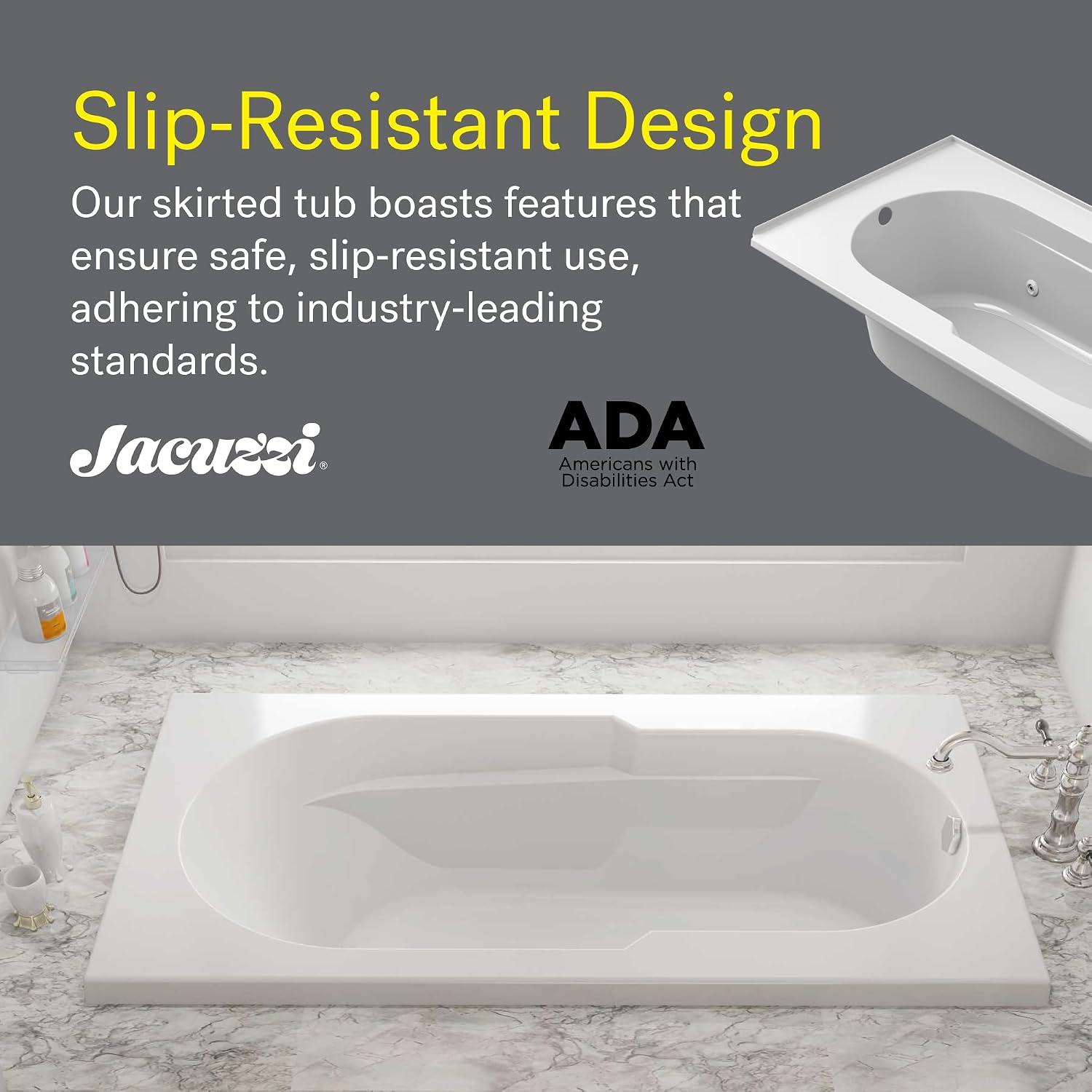 Jacuzzi SIGNATURE Acrylic Drop-In Bathtub, Heated Jet Massage Tub, Slip Resistant, Left Drain Placement, 60' (L) x 36' (W), Rectangle, Oyster