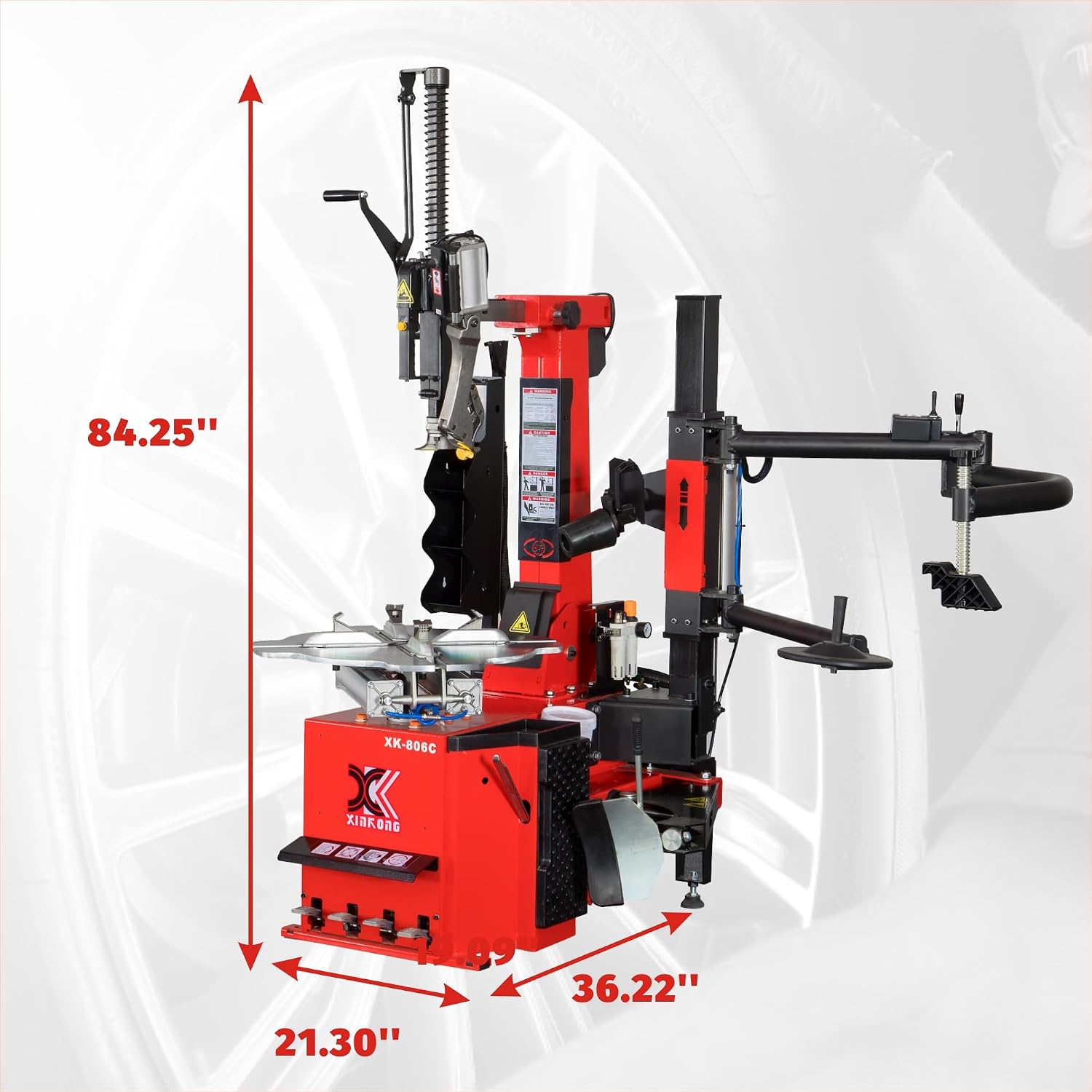 XK-806C Tire Changer Machine Tilt Back Column Automatic Working Head 2.0 Horsepower Rim Clamp 12-28 Inches with 12 Month Parts Replacement