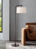 360 Lighting Serra Modern 64' Tall Standing Floor Lamp Curved Chairside Arc Offset Arm Pole Foot Switch Art Deco Brown Metal Dark Bronze Finish Living Room Bedroom House Reading Office Home Decor