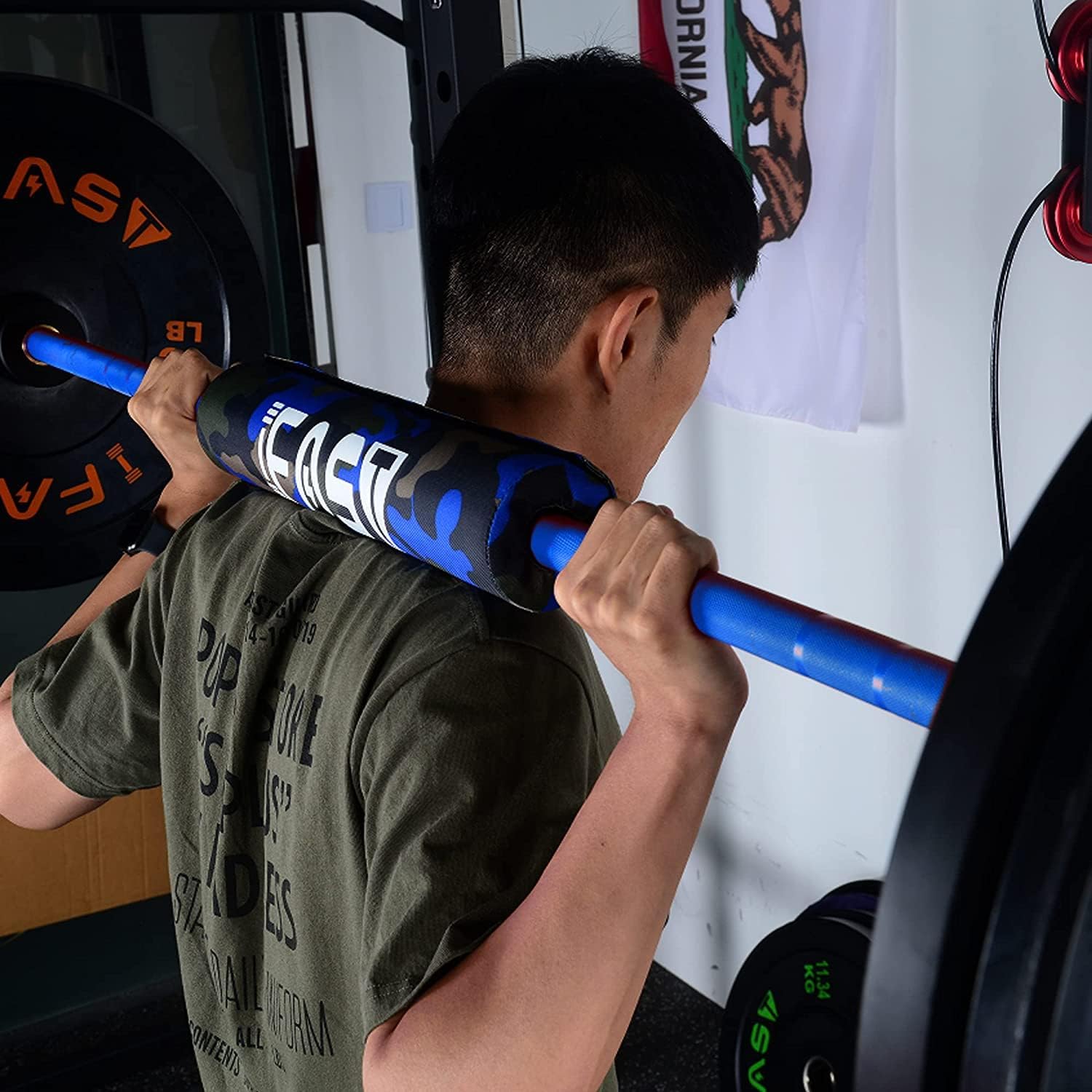 IFAST Olympic Barbell Bar 4FT Solid Chrome Barbell with Bearing, Home Gym 2' Weightlifting Bar, Weight Capacity (7.2FT Cerakote Blue, 1200LB Capacity (44lbs))