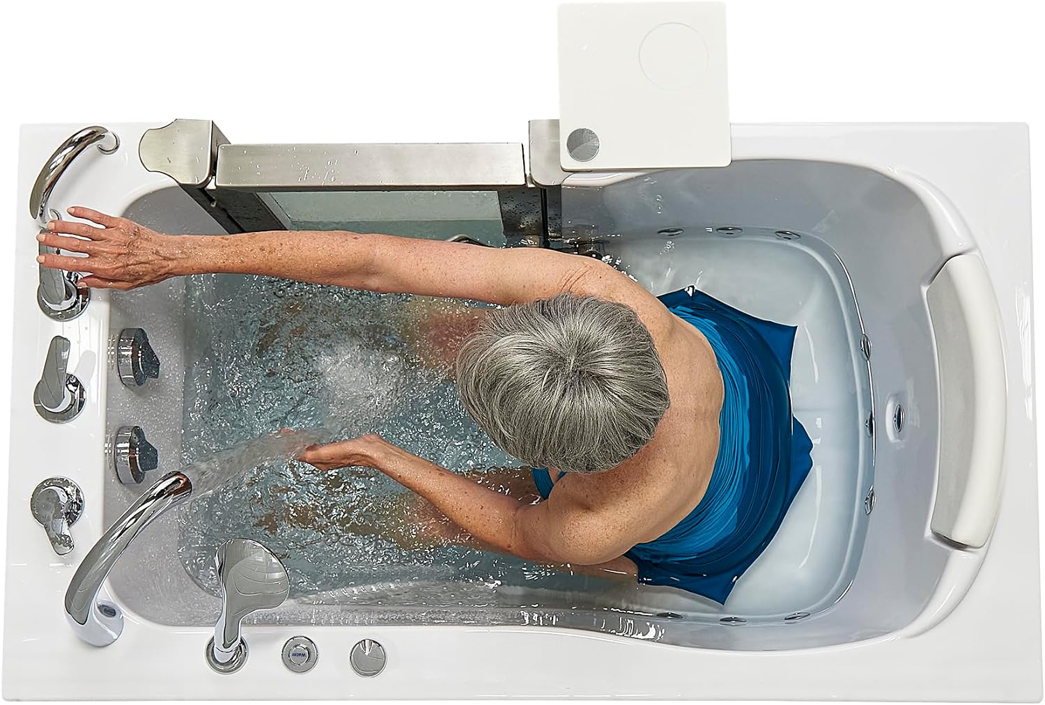 Ella Petite 28'x52' Acrylic Hydro Massage Walk-In Bathtub with Right Inward Swing Door, 5 Piece Fast Fill Faucet, 2' Dual Drain