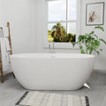 65' Acrylic Freestanding Bathtub, Double Ended Free Standing Tub, Soaking Tub with Integrated Slotted Overflow, Toe-Tap Chrome Drain, cUPC Certified, Glossy White