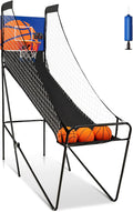 Giantex Foldable Electronic Arcade Basketball Game, with Electronic Scorer, Buzzer, 3 Basketballs, Pump, Indoor Single Shot Basketball Game for Adults, Kids