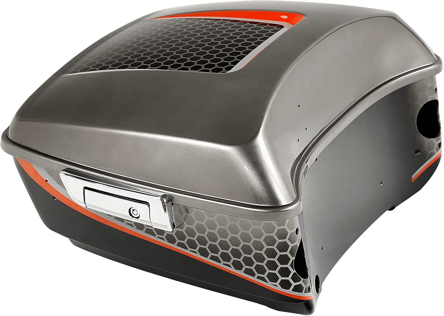 Black Honeycomb Fade CUSTOM CHROME 13.7' King Trunk W/Latch Key Fit For Harley Trunk Touring CVO Road King Road Glide Street Glide Electra Glide Ultra Limited 2014-2025