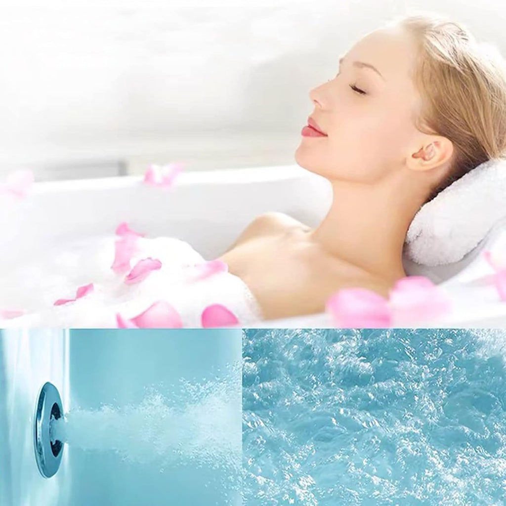 Empava 67 in. Acrylic Freestanding Tub Hydromassage Gracefully Oval Shaped Whirlpool 7 Water Jets Soaking SPA, Single-Ended Massage Bathtub with Pillow , White