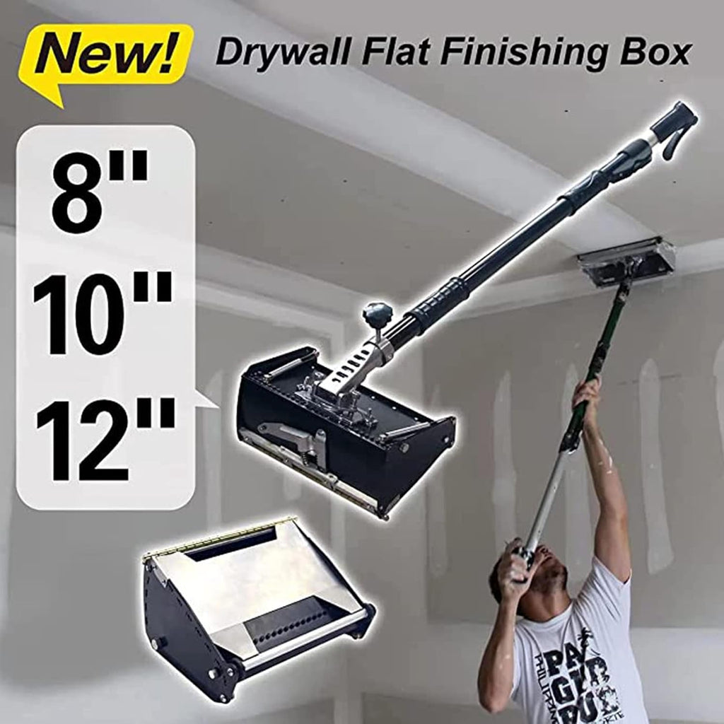 Drywall Trowel,Drywall Flat Finishing Tools 8''/10''/12'' Drywall Taping & Flat Finishing Set with 98-160cm Adjustable Handle (10in/27cm)