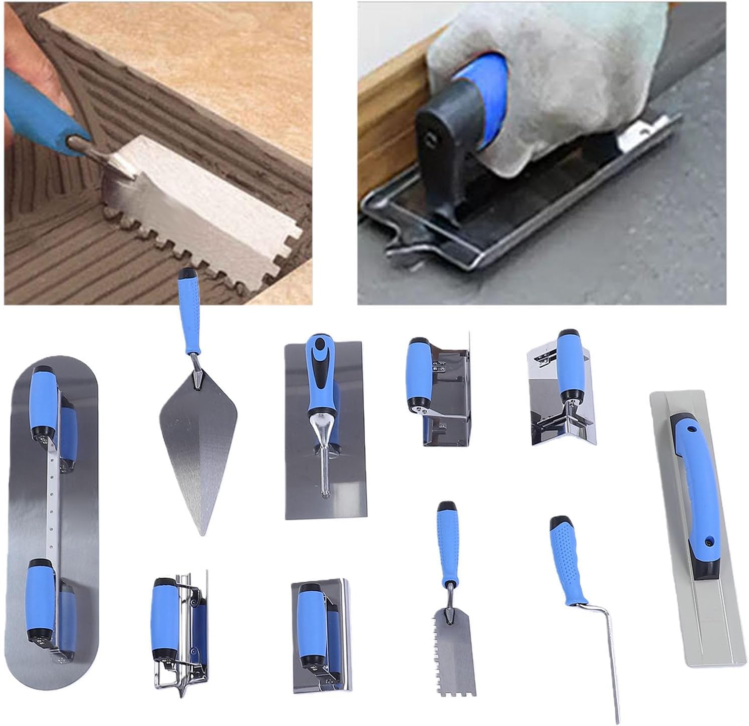 Concrete Trowel Set, Stainless Steel Masonry Hand Tools with Storage Carry Bag, Drywall Taping Knife Set for Grouting, Plastering and Professional Finishing