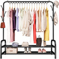 Drying Rack Clothing Foldable Small, Black | Hanger Rack with Shelves, Heavy Duty, Windproof Hooks, Indoor Outdoor