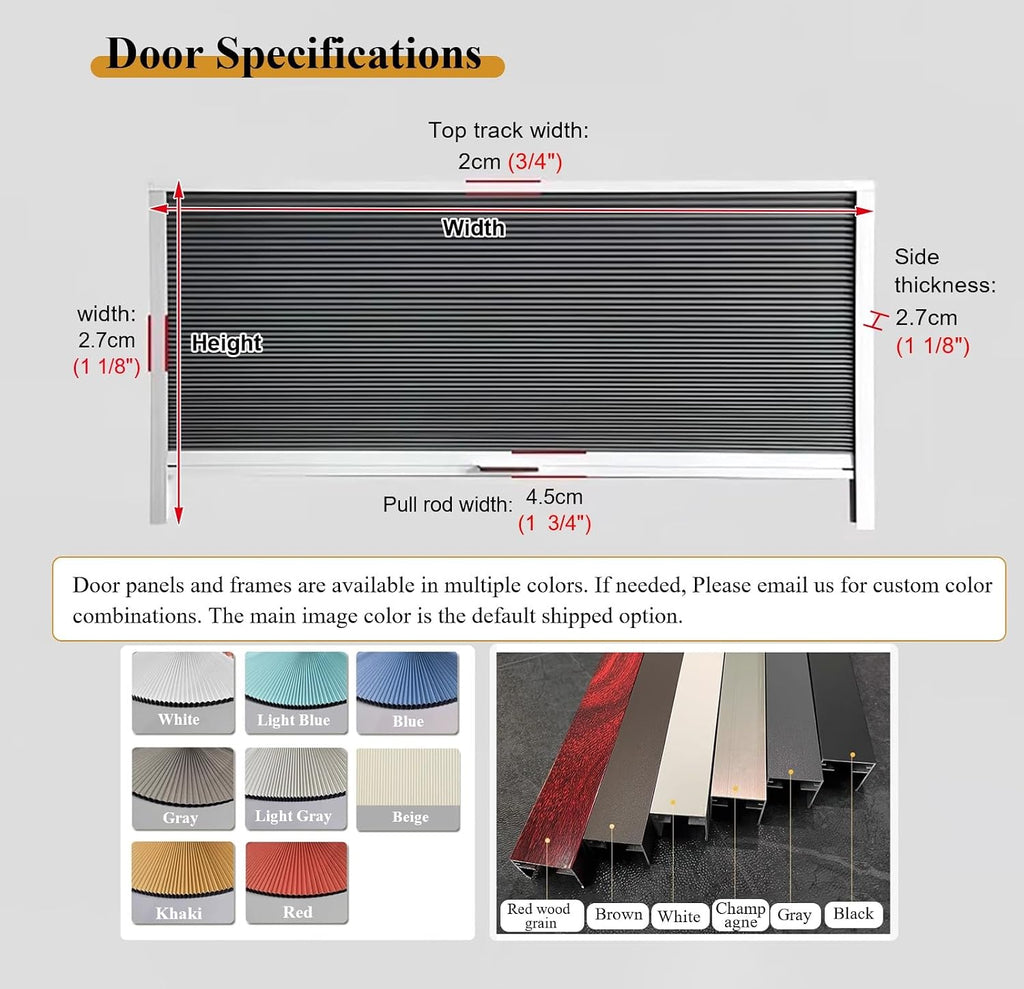 Up Down Sliding Folding Door for Storeroom, Retractable Screen Accordion Doors No Low Rail, Non-Woven Telescopic Security Gate with Aluminum Frame(60x50cm/24x20in)